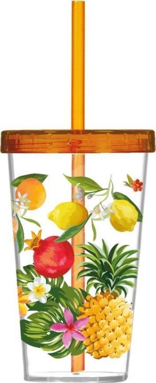 660 cc Desenli Pipetli Bardak-Meyveler