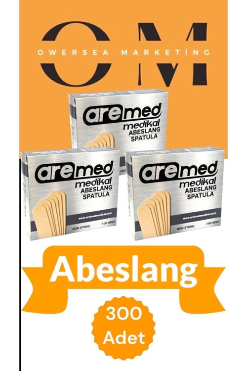 100X3 Paket 300 Adet Abeslang Tahta Dil Çubuğu Basacağı - Ağda Spatulası,Spatula Aremed Beybi Ahşap