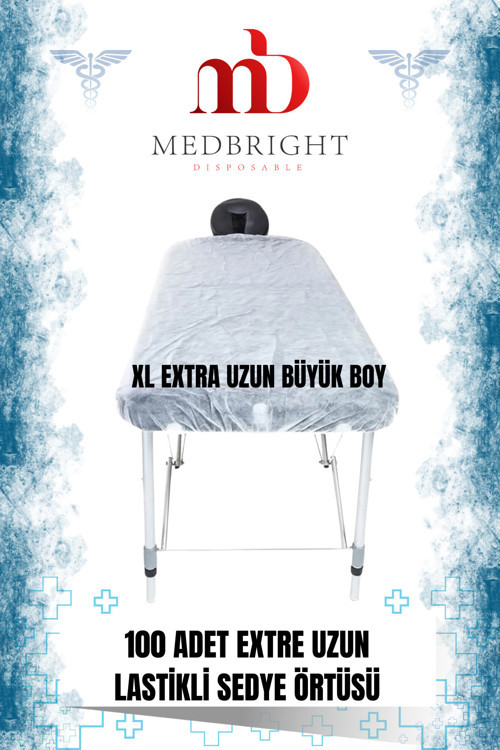 100 Adet 80X280 Xl Ekstra Uzun Lastikli Tek Kullanımlık Sedye Örtüsü