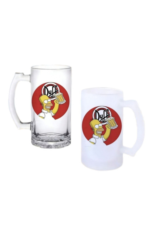 Simpsons Duff Kulplu Bira Bardağı Buzlu Veya Şeffaf Seçenekli 0212