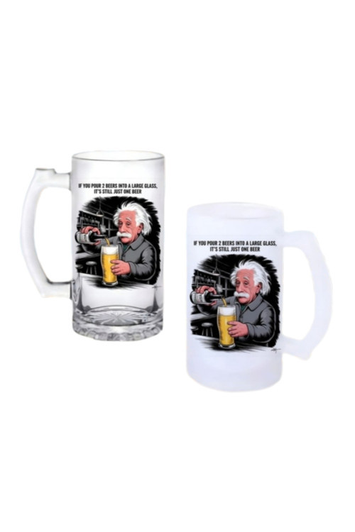 Einstein Kulplu Bira Bardağı Buzlu Veya Şeffaf Seçenekli 061
