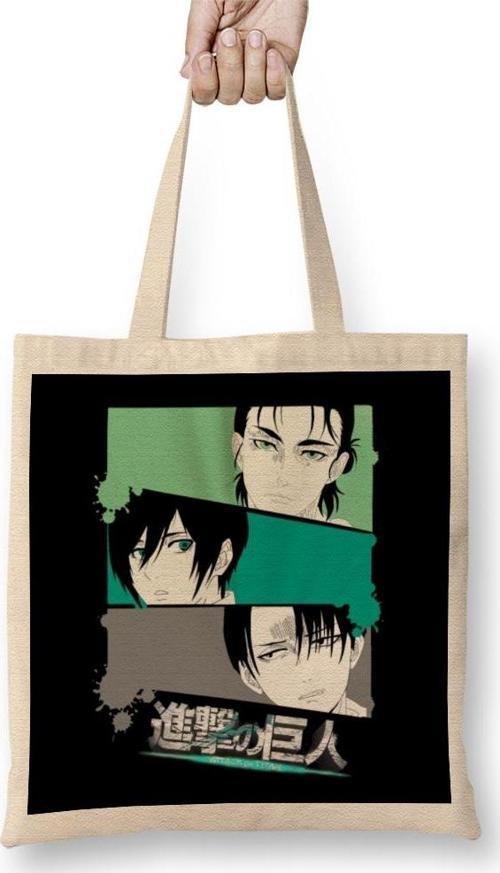 Attack On Titan Final Season Mikasa Eren Levi Portrait Bez Çanta Uzun Saplı