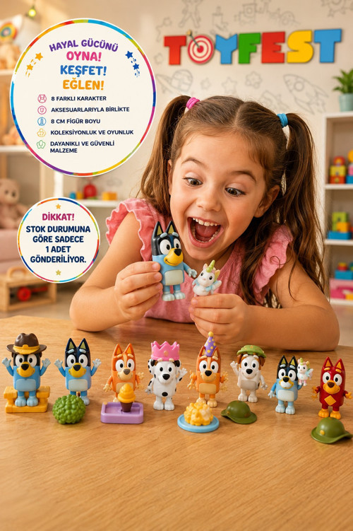 Bluey Tekli Figür ve Aksesuar Seti Karakter Oyuncak Koleksiyon Figürü 8 cm 1 ADET FİGÜR GÖNDERİLİYOR