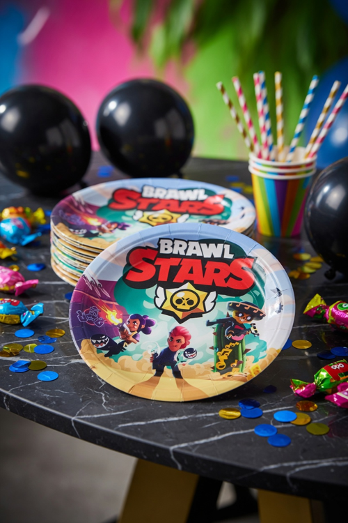 Brawl Stars Karton Tabak 8'li 23 cm Doğum Günü Parti Servis Tabağı Seti