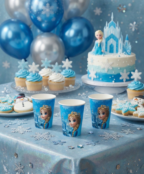 Frozen Kar Prensesi Karton Bardak 8li Doğum Günü Parti Sofra Süsü Dekoru