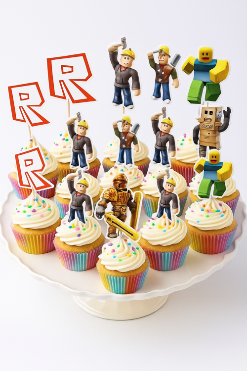 Kürdan ROBLOX Temalı 10lu Doğum Günü Cupcake İkramlık Süsü