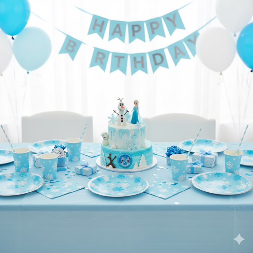 Kar Temalı Frozen Elsa Tabak 23 cm 8 Parça Çocuk Doğum Günü Parti Tabağı