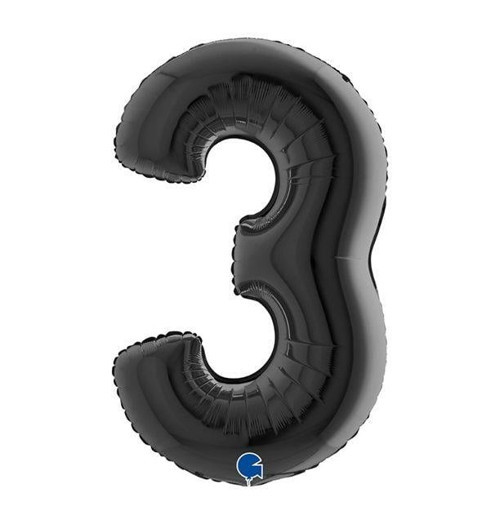 3 Rakam Folyo Balon Siyah 40Inc 100cm