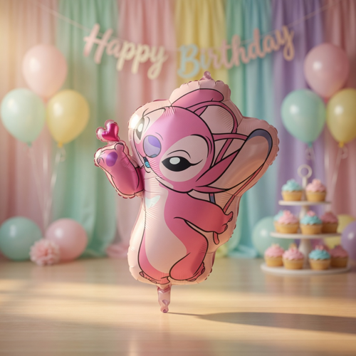 Stitch Angel Folyo Balon 70x110 cm Parti Doğum Günü Dekorasyon Balonu Büyük Boy