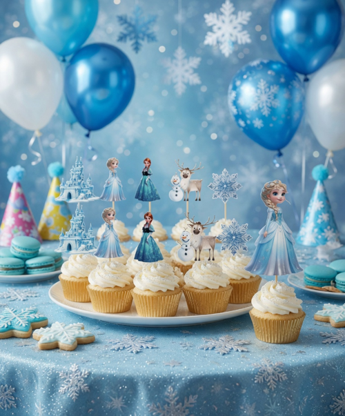 Frozen Kar Prensesi Kürdan Seti 10lu Pasta Cupcake Parti Süsü Dekorasyonu