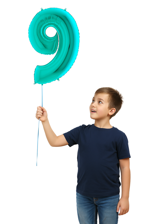 Folyo Rakam 9 Tiffany 40 inç 102 cm GRABO turkuaz