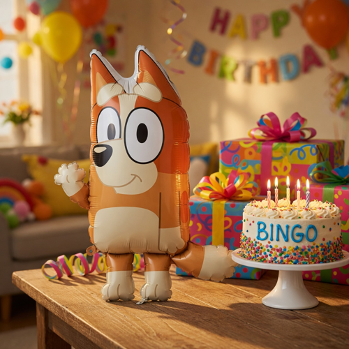 Folyo Balon Bluey Bingo 48x66 cm Doğum Günü Parti Süsü Mavi Karakter Balonu