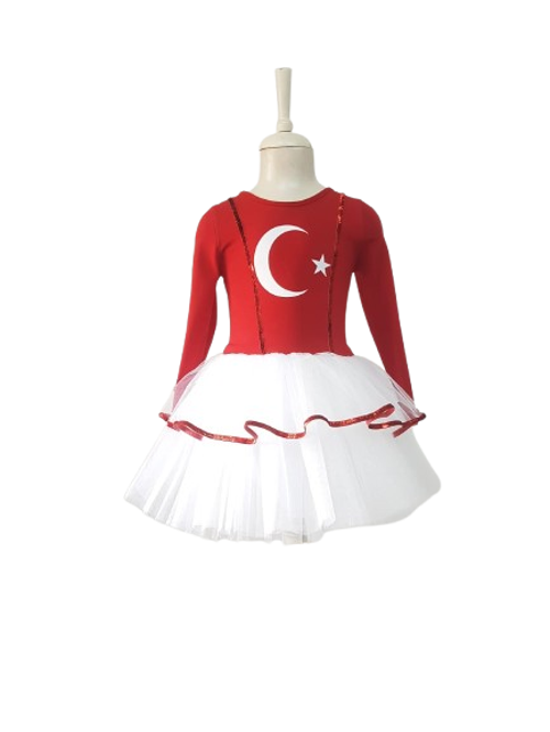 GALA Türk Bayraklı 4-5Y.tütü kırm.beyaz kostüm