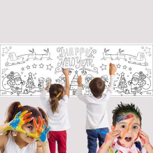 Yılbaşı temalı boyama posteri afiş yaz sil 50-150c