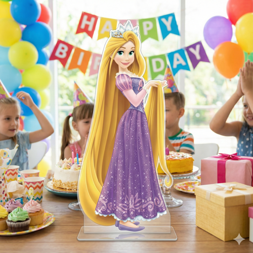 49 Cm – Ayaklı Pano Rapunzel Özel Ayaklı Çift Bantlı Masa ve Duvar Doğum Günü Panosu