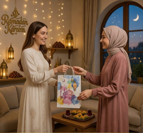 Ramazan Hediyelik Karton Çanta 26x40x8 Cm Ramazan Temalı Taşıma Çantası