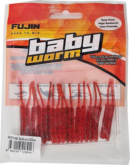 Baby Worm 5.2 cm Floating LRF Silikonu Red Green Uv Glow