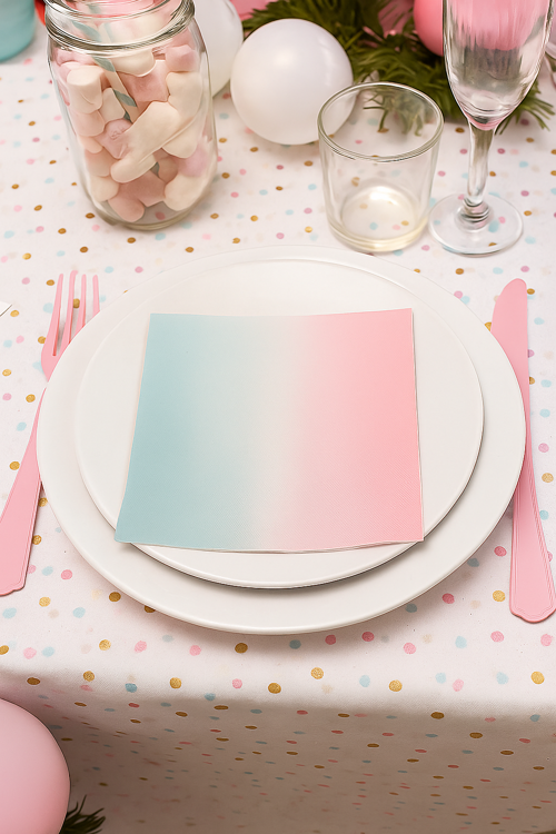 Peçete Cinsiyet Partisi Peçetesi Pembe Mavi Geçişli Lüks Cinsiyet Peçetesi 20li 33*33