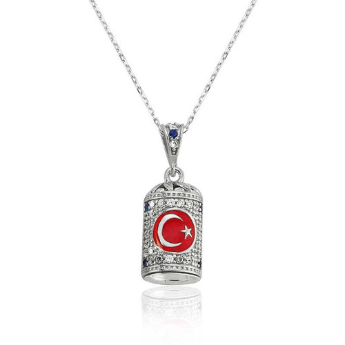 925 Ayar Gümüş Ay Yıldız Cevşen Bayan Kolye