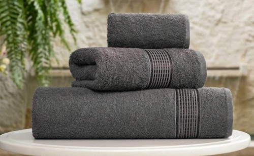 Ritim Antrasit 3’lü Lüks Banyo Havlusu Seti – Ultra Emici, Hızlı Kuruyan, Yumuşak %100 Pamuklu Aile