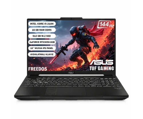 TUF Gaming F16 FX607VJB-RL137 Intel Core 5 210H 16GB 512GB SSD RTX3050-6GB Freedos 16" WUXGA 144Hz Taşınabilir Bilg