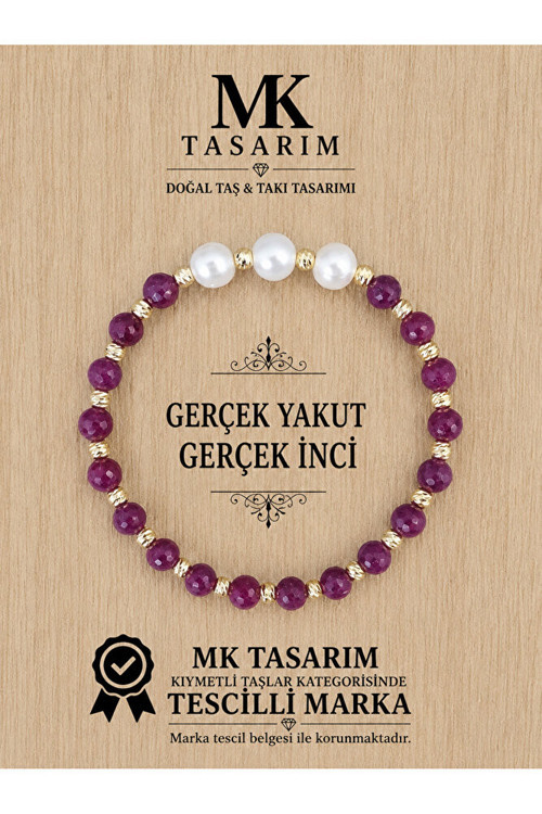 GERÇEK YAKUT TAŞI GERÇEK İNCİ BİLEKLİK MK.7000.822- RAHATLIK-DİNGİNLİK-ENERJİ- STRES BİLEKLİĞİ