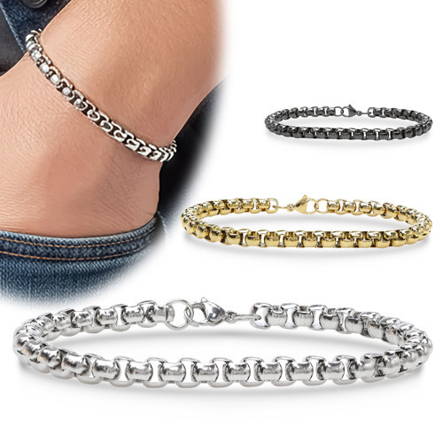 💎 Premium Arnavut Çelik Zincir Bileklik 6mm Yuvarlak 3183CZB2D6 - 20 cm
