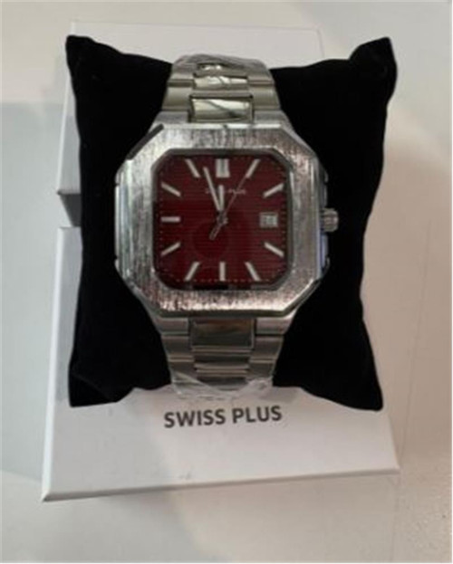 Swiss Plus Man Erkek Kol Saati Watch Premium Seri Model-9 Rs23146 Bordeaux-Silver