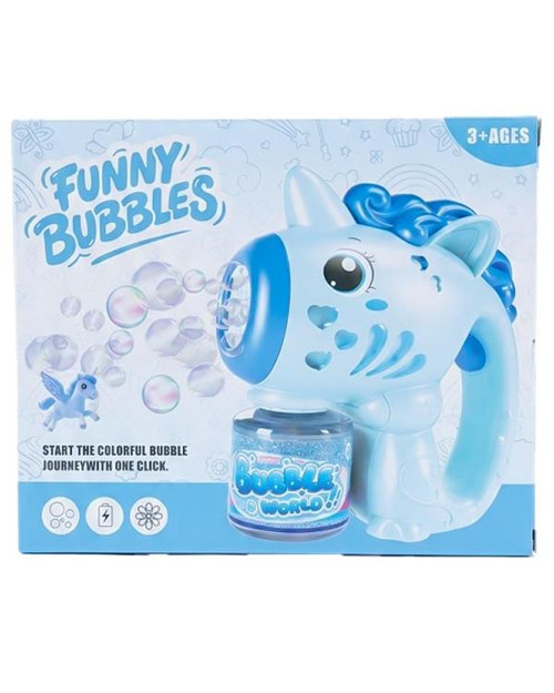 Funny Bubbles Elektirikli Unicorn Köpük Tabancası Mavi