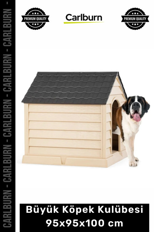 #Petshop Su Geçirmez Plastik Dış Mekan Bahçe Tipi Konforlu Büyük Köpek Kulübesi 95x95x100 cm