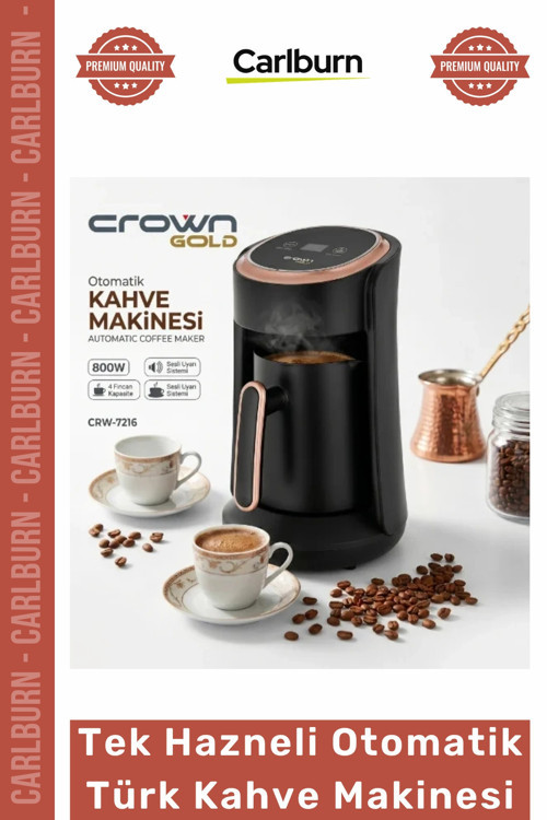 Özel Üretim Crown Gold 800W Közde Pişiren 4 Fincan Kapasiteli Tek Hazneli Otomatik Türk Kahve Makine