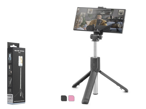 ND1037 Telefon Tripodu ve Selfie Çubuğu Seti Bluetooth Kumandalı 69 cm - Siyah Pembe