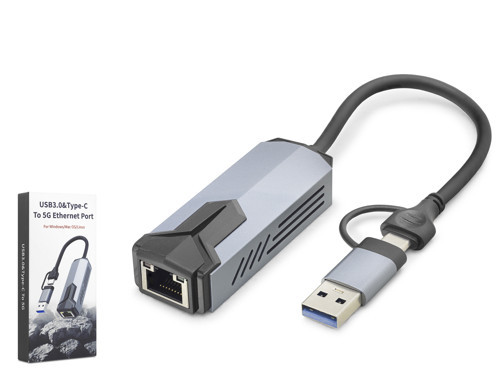 HDX7866 USB Type C USB 3.0 Ethernet Adaptör Gigabit 5 Gbps Gri