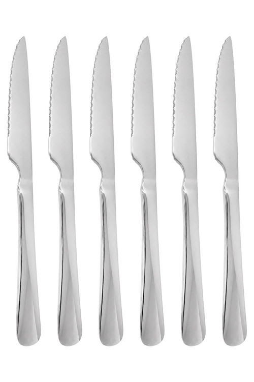 1010 Çelik 6 Adet 22,8 cm Gümüş Sofra Biftek Et Kesme Bıçağı cin997by-6