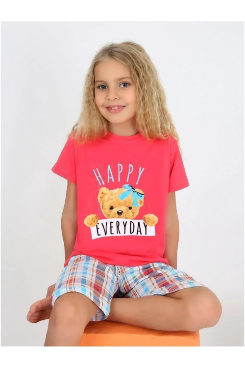 Kız Çocuk Kısa Kollu Kapri %100 Pamuklu Pijama Takımı 6/9 yaş