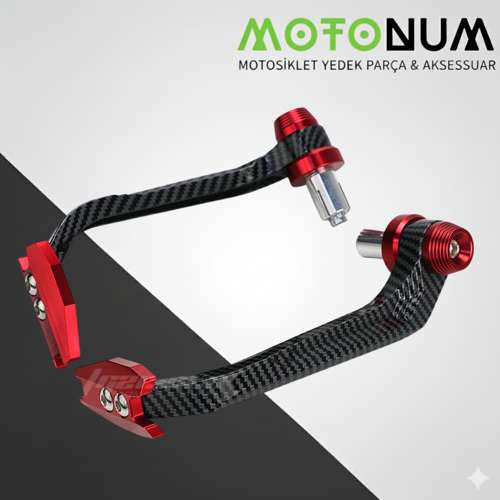 Sym Orbit 50 Manet Koruma Karbon Desenli-Kırmızı Detaylı-Mkm03599