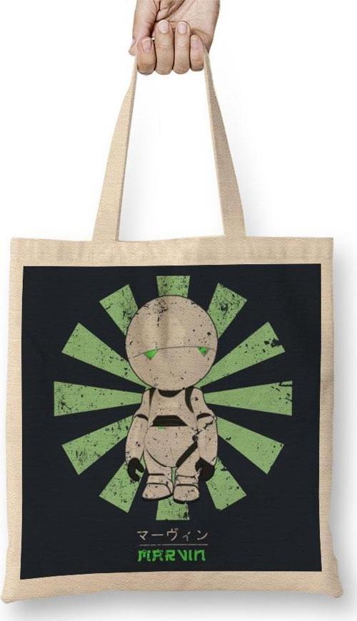 Marvin Paranoid Android Retro Japanese Bez Çanta Uzun Saplı