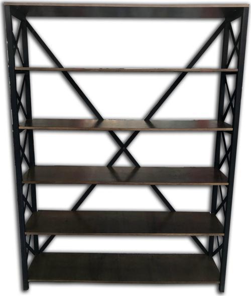 Kitaplık 13725 Metal ÇAPRAZ Yan Model MDF Torna Raf Parlak SİYAH Demonte El Yapım
