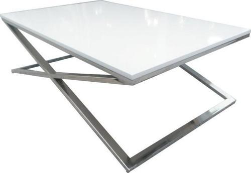 Orta Sehpa 13917 X ST Çapraz Model Metal Nikelaj Ayak Parlak Boya Tabla El Yapım