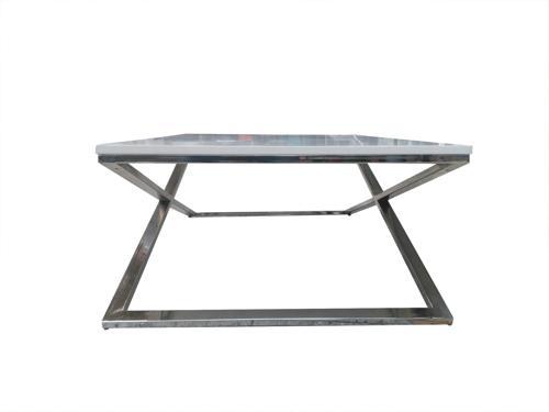 Orta Sehpa X 13658 Çapraz Model Metal Nikelaj Ayak Parlak Beyaz Tabla El Yapım