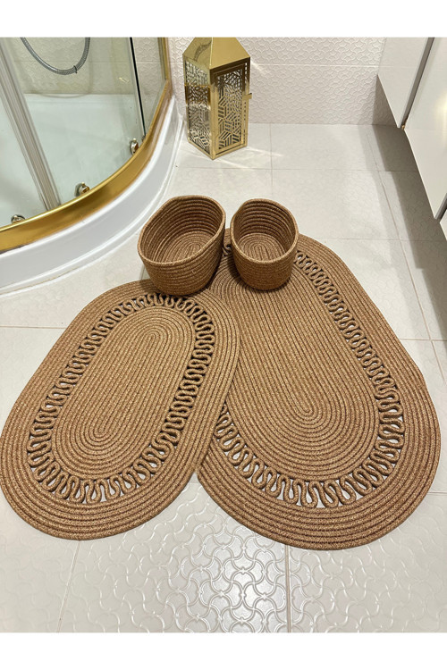 Jüt , Hasır ,Banyo Paspas Takımı, Banyo Sepet Takımı, Klozet Takımı