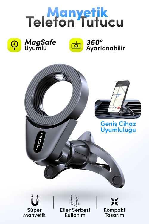 T-111 MagSafe Manyetik Araç İçi Telefon Tutucu – Havalandırma Izgarası Uyumlu, Katlanabilir, 360