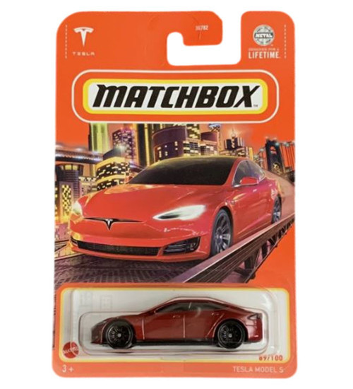 Tesla Model S - Kırmızı (1/64) Yurt Dışı Uzun Kartonet - HVL42
