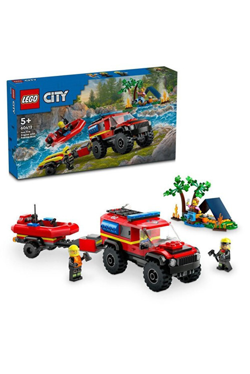 City 4X4 Kurtarma Botlu İtfaiye Kamyonu 60412 - 5+ Yaratıcı Oyuncak Yapım Seti (301 Parça)