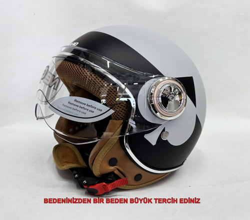 Tk-06 Şefaf Vizörlü Yarım Açık Kask Mat S2