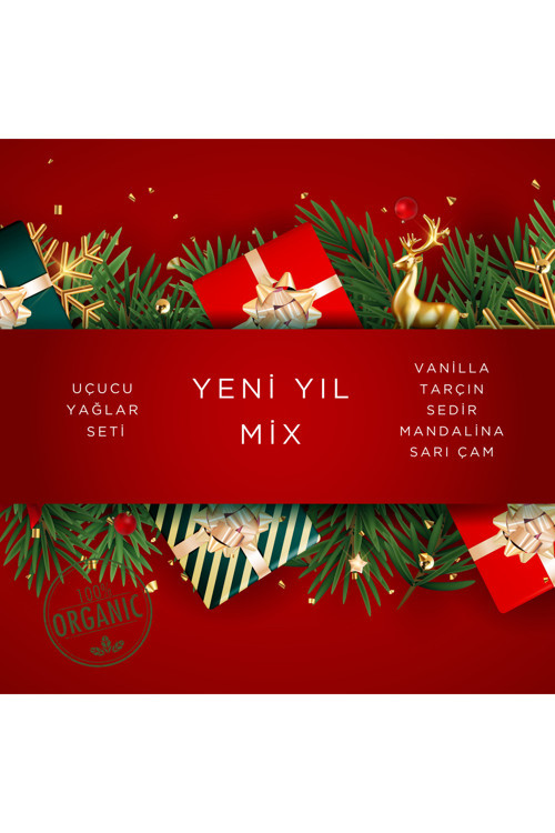 Yeni Yıl Mix Uçucu Yağ Seti (5’Li) | Vanilya, Tarçın, Sedir, Mandalina, Sarı Çam | Yılbaşı Özel
