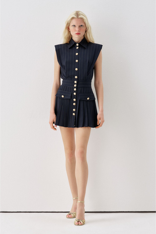 SS6190 Düğmeli Mini Elbise