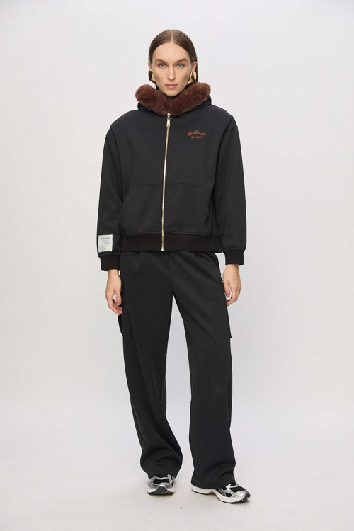 SS6118 Kapşonlu kürk Detaylı Oversize Sweatshirt