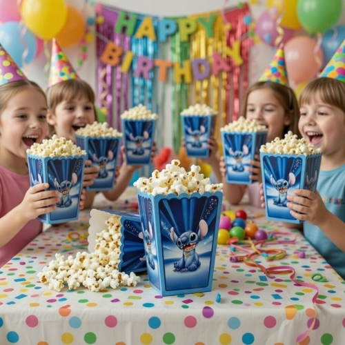 Stitch Mısır Kutusu 8'li Pop Corn Kabı Doğum Günü Parti Süsü