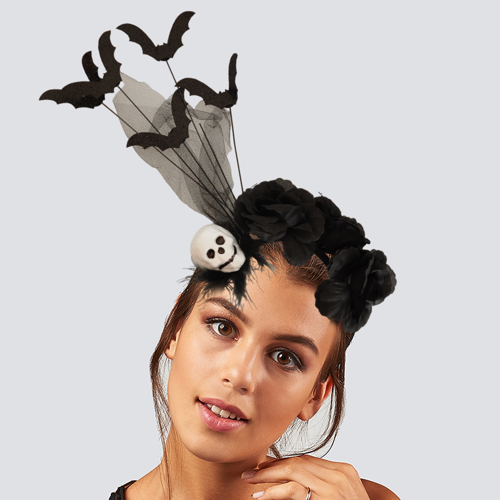 Halloween Cadılar Bay.Siyah Kuruk.Gül,tül yarasa